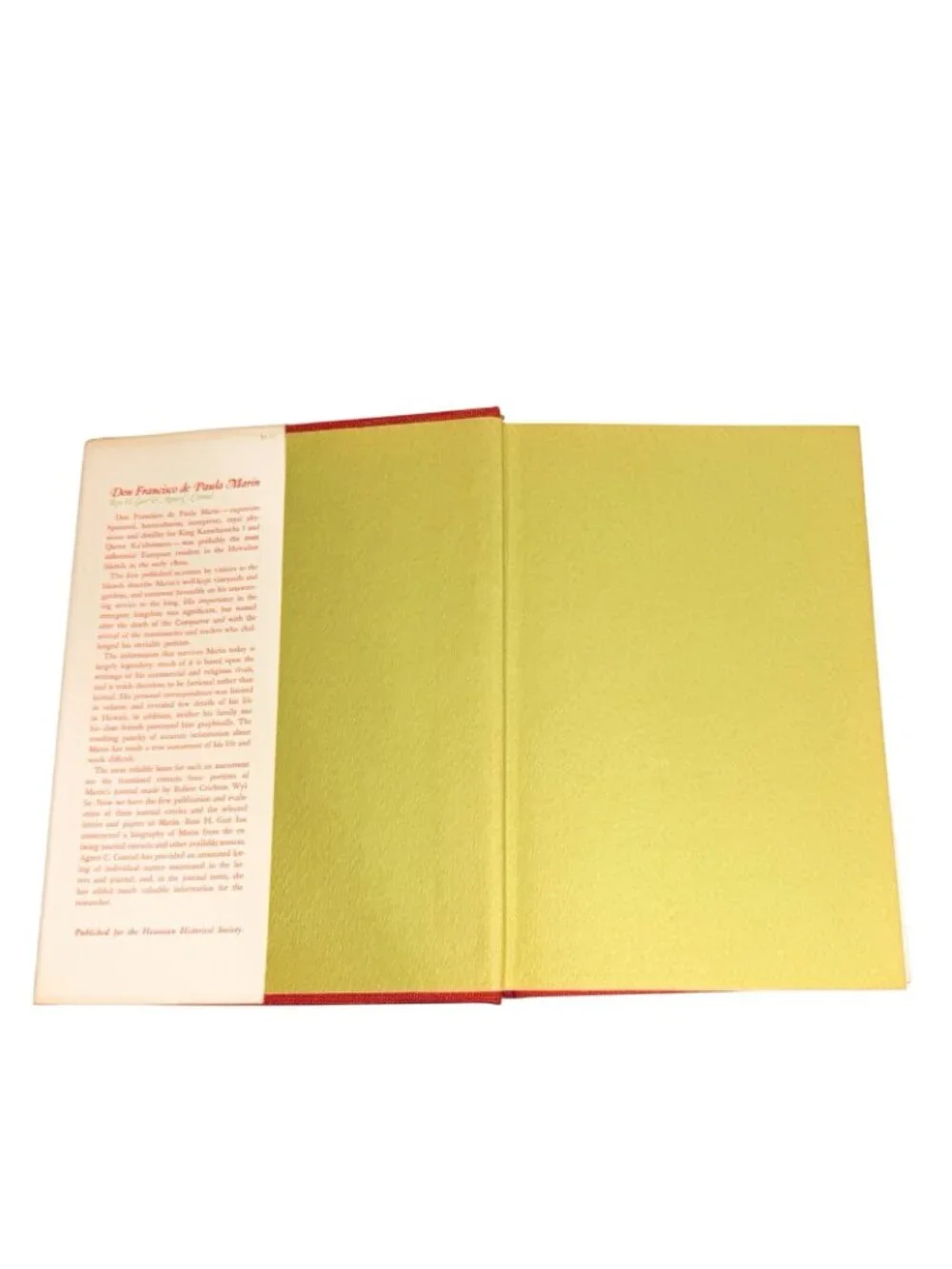 Don Francisco de Paula Marin Biography Letters and Journal 1973 Hawaiian History
